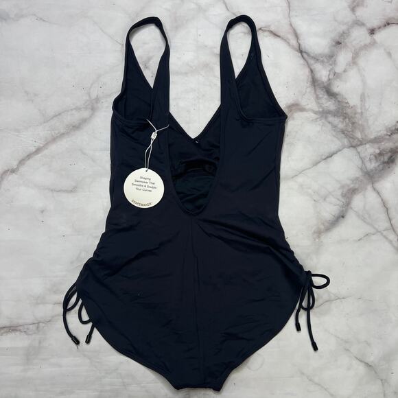 Coco Reef Contours Slimming Stellar Shirred Side Tie One Piece Size 10 34C Black - Picture 4 of 6